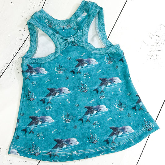 Lucy Bow Back Tank, Dolphins
