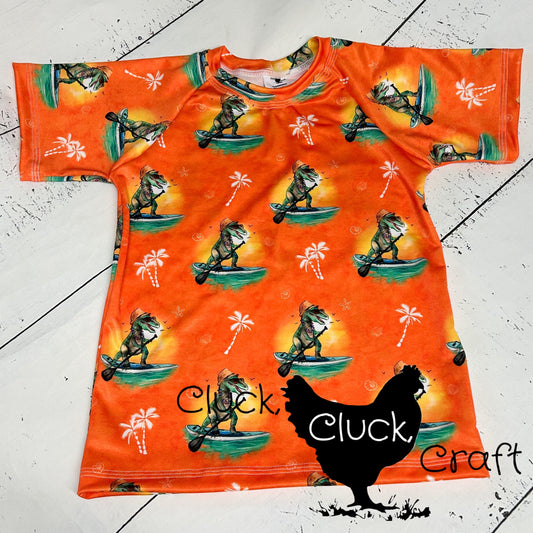 Raglan Rash Guard, Dinosaurs on Paddle Boards