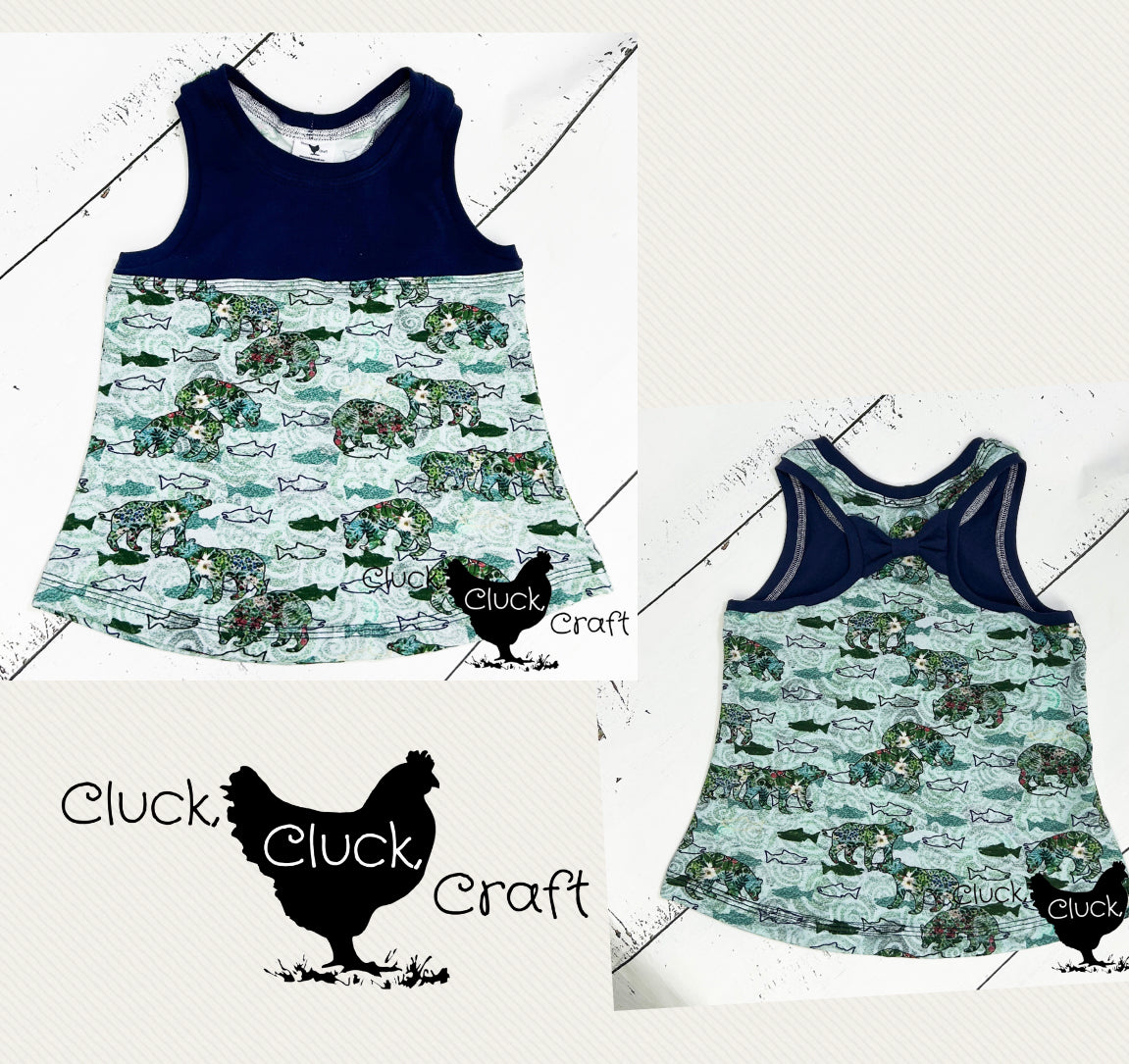 Lucy Bow Back Tank, Floral Bears