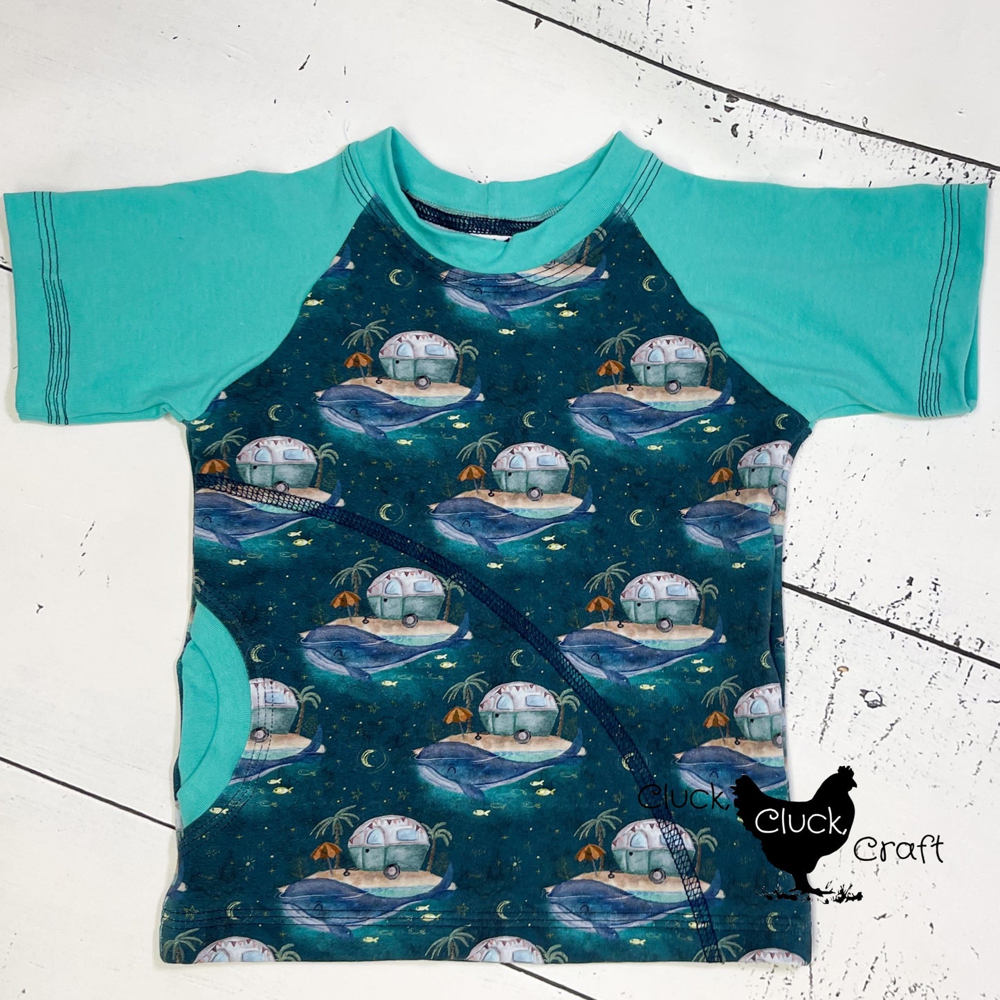 Raglan Pocket Tee, Campers and Whales