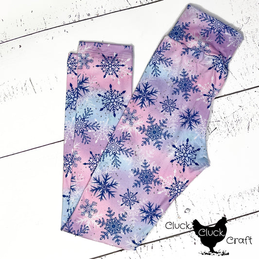 LilliAnn Leggings, Pastel Snowflakes
