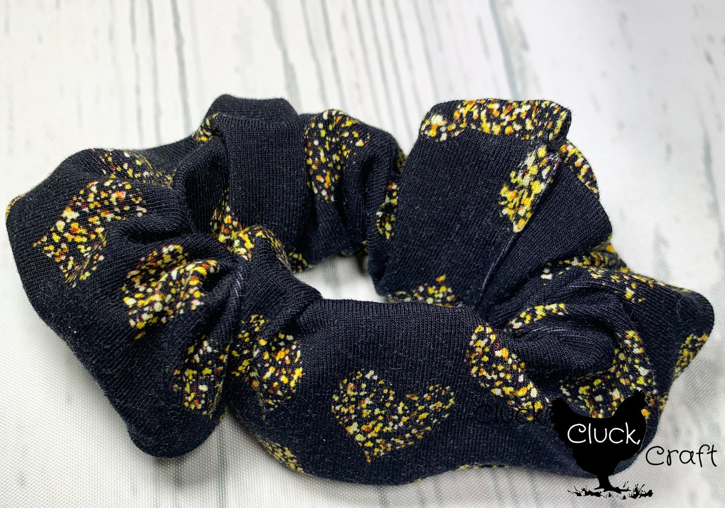 Scrunchie Gold Glitter Hearts