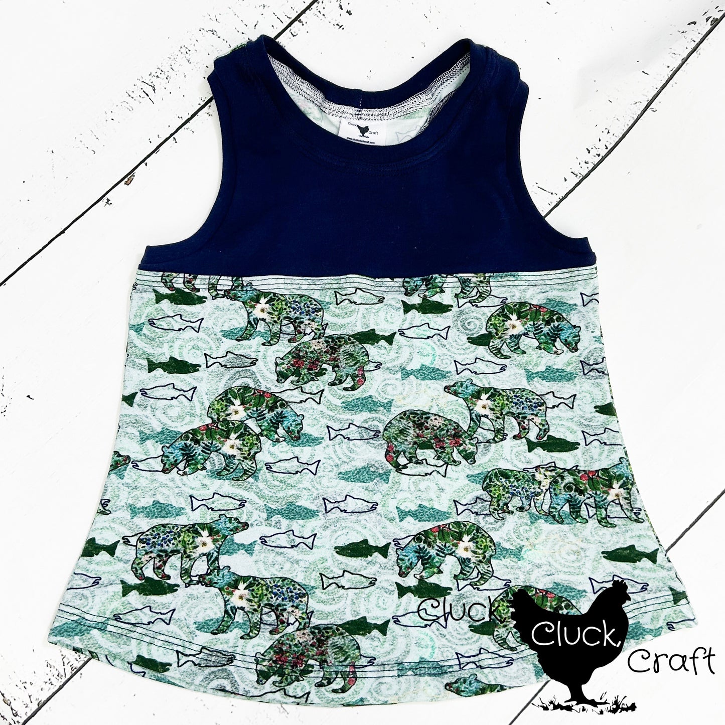 Lucy Bow Back Tank, Floral Bears