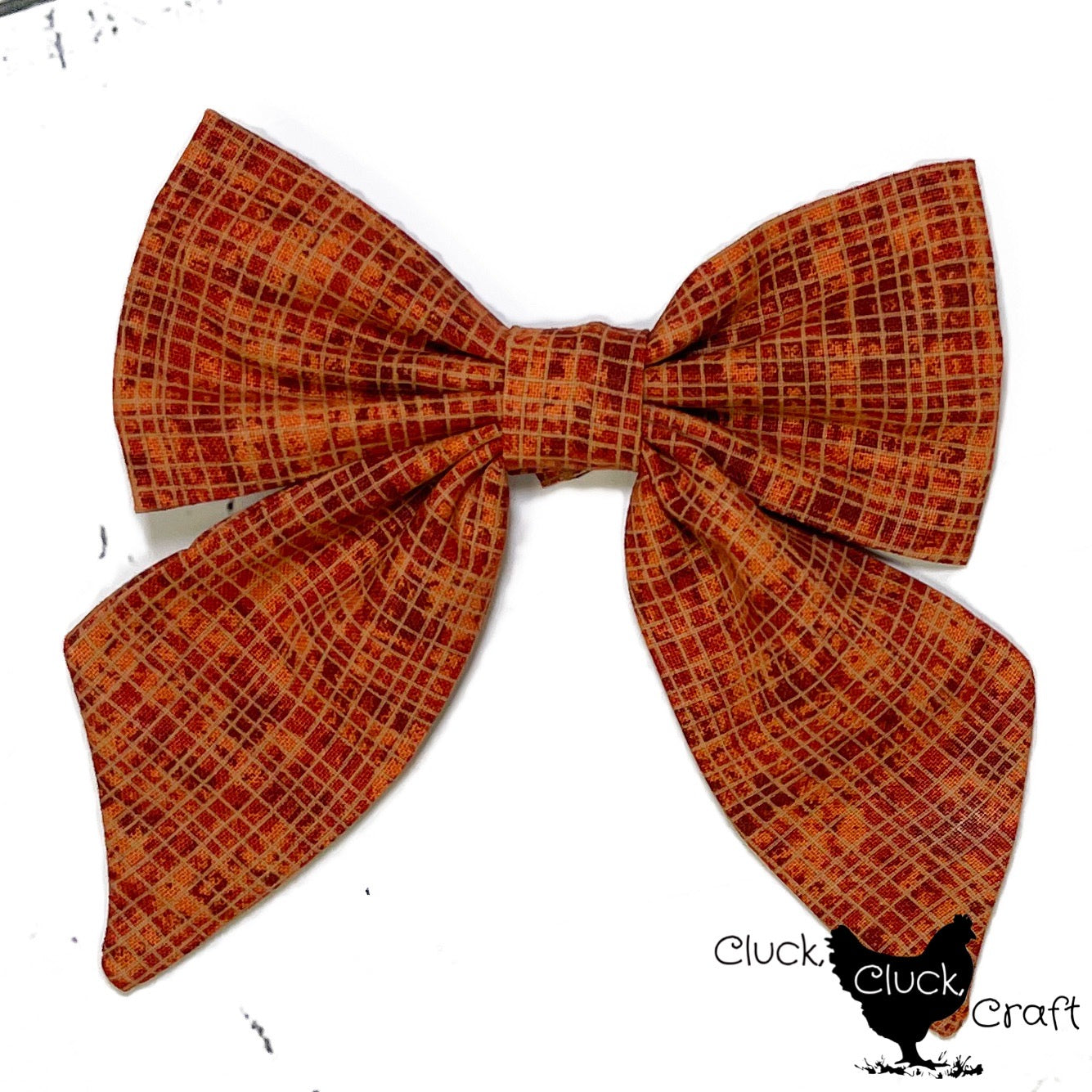 Charlotte Dog Collar Bow, Orange Plaid